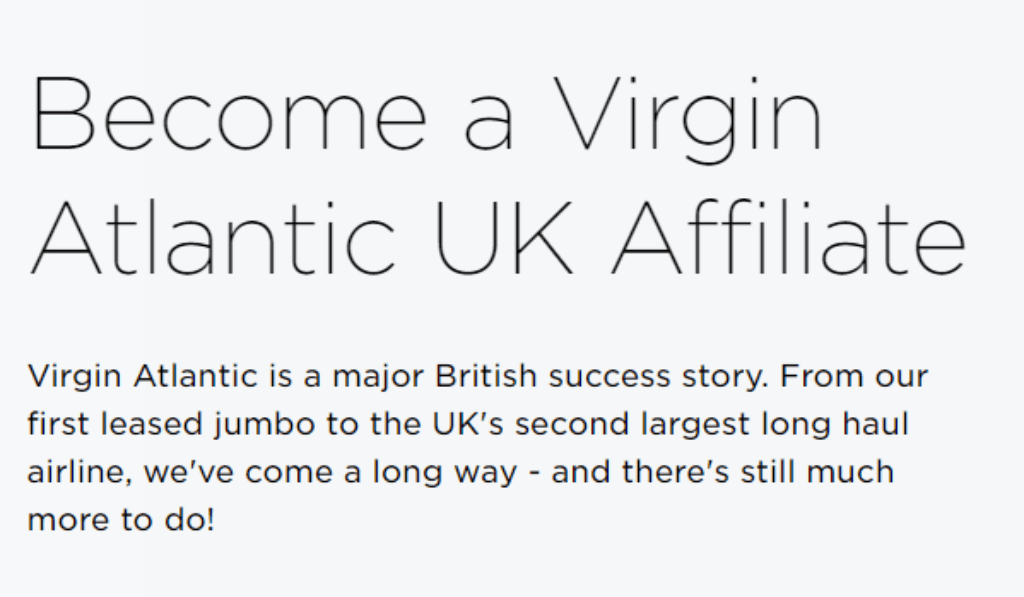 Virgin Atlantic Affiliate Program