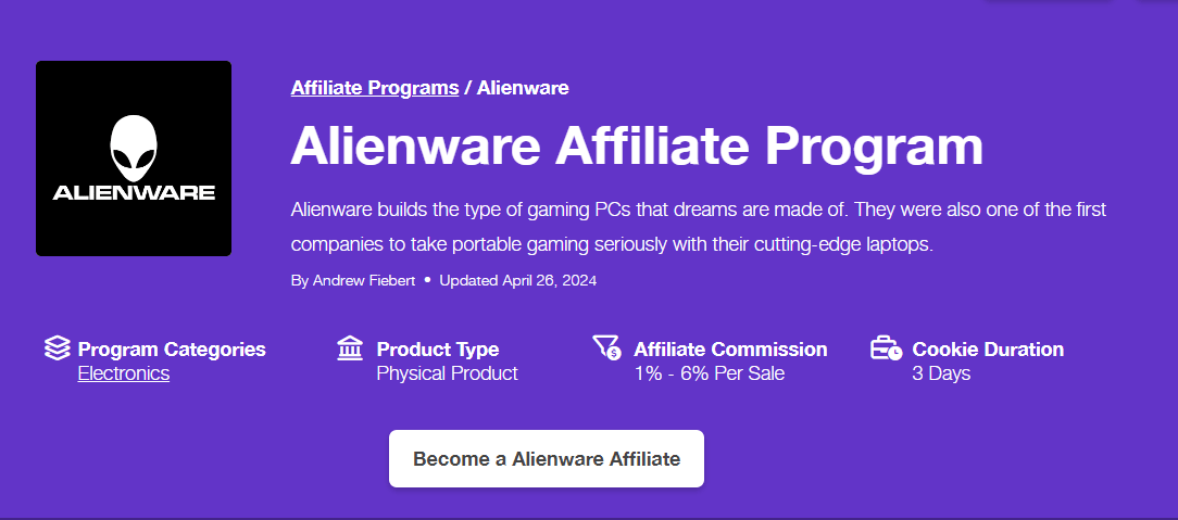 alienware affiliate program 