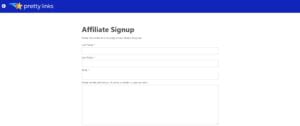 Pretty Links affiliate signup
