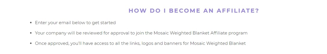 Mosaic Weighted Blankets Affiliate Program Info