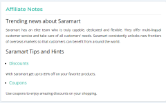SaraMart Affiliate Program Notes