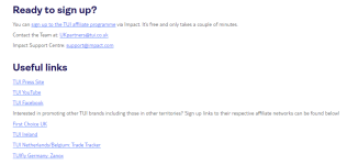 TUI Affiliate Program Information