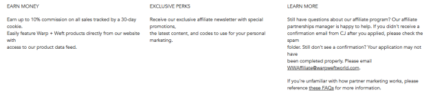 Warp+Weft Affiliate Program