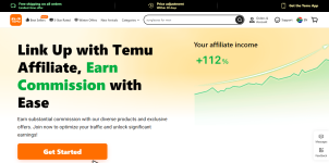 Temu Affiliate Program Home Page